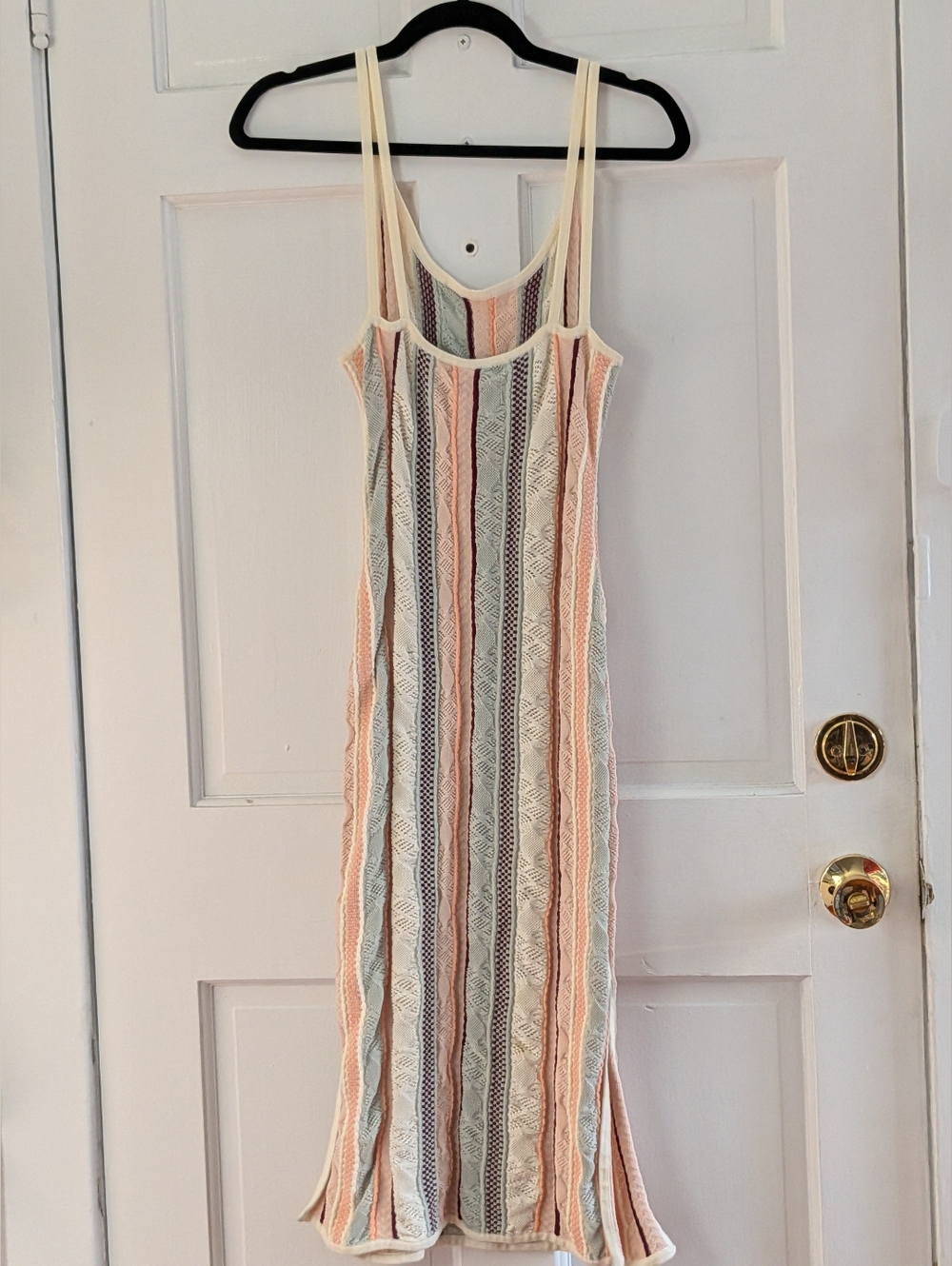 Club Monaco Knit Midi Dress Striped Open Knit Cotton Blend Size S - Picture 6 of 6